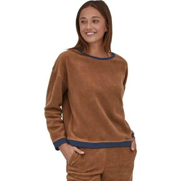 NEW Patagonia Women's Shearling Fleece Crew Top Sweatshirt Size XL Brown NWT - Picture 1 of 10